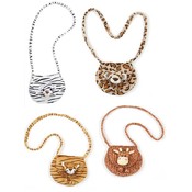 6" 4 Assorted Safari Animal Purses