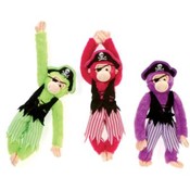 16" Plush Pirate Monkeys In 3 Bright Colors