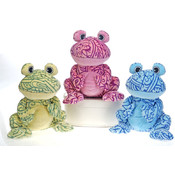 Hennatude  - 10" 3 Assorted Color Sitting  Frogs