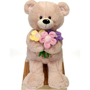 14" Sitting Bear With Flower Bouquet