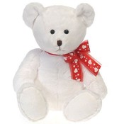 12.5" Sitting White Plush Valentine Bear