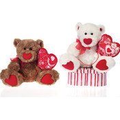 9" 2 Assorted Plush Sitting Valentine  Bears
