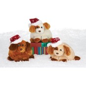 7" 3 Assorted Dogs With Christmas Hats