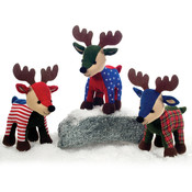 7" 3 Assorted Standing Christmas Patched Reindeers