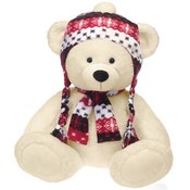 25" Beige Bear W/Braid Hat &amp; Scarf