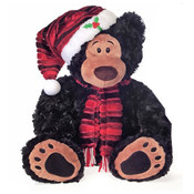 12" Sitting Black Bear W/Xmas Hat And