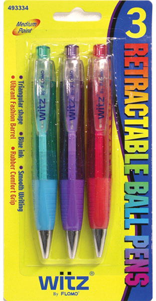 Wholesale 3 Retractable Ball Pens(48x.47)