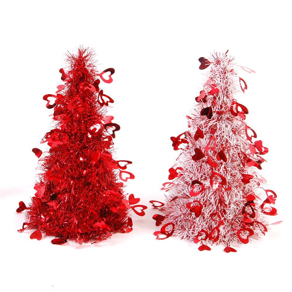 Valentine Tinsel Tree With Die Cut Hearts In Red and White(48x.81)