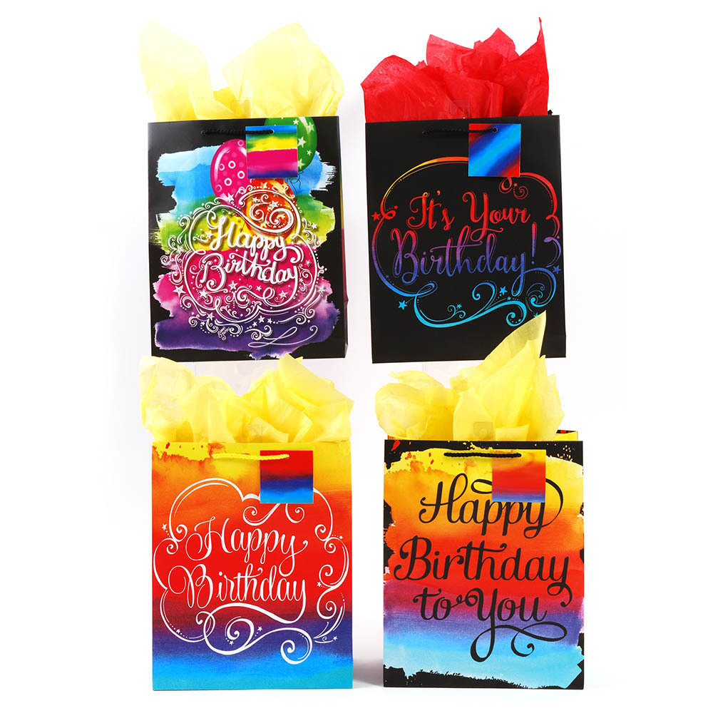 Large Rainbow Happy Birthday Matte Finish Printed Gift Bags(120x.18)