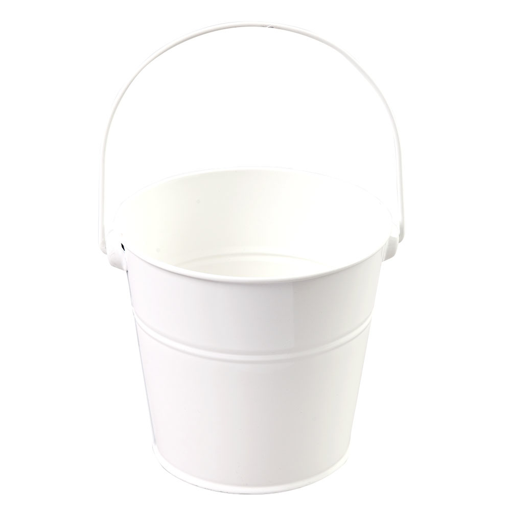 Wholesale Small Tin Buckets with Handle White DollarDays