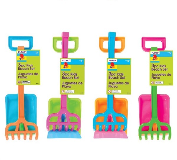 Wholesale 3 piece Kids Plastic Beach Set Shovel Rake Spade