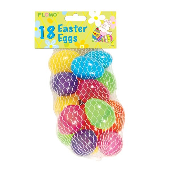 Wholesale 18 count 1.8" Glossy Plastic Easter Eggs (SKU 1878101) DollarDays