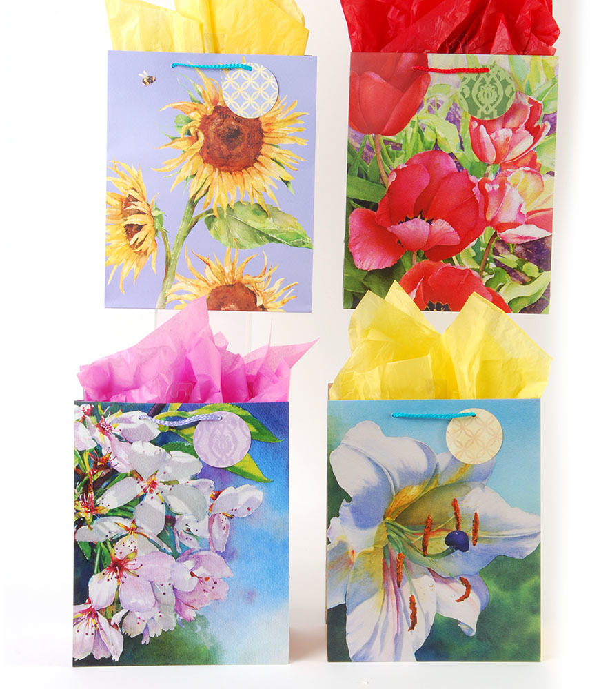 Wholesale Watercolor Garden Matte Gift Bags Large DollarDays