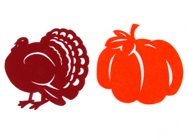Wholesale Harvest Shaped Turkey and Pumpkin Felt Placemats(72x.75)