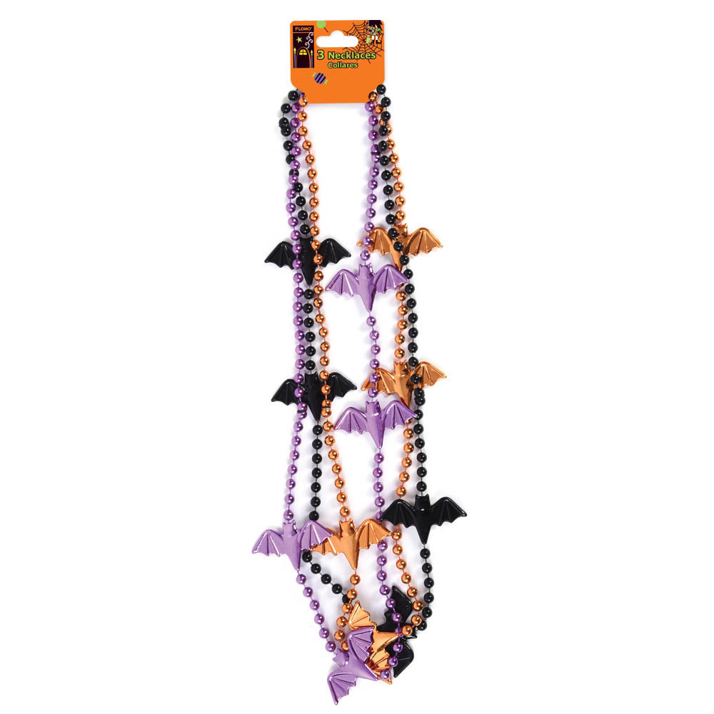 Wholesale Halloween Bats Beaded Necklaces(72x.79)