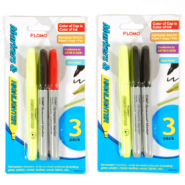 Wholesale 3 Pack Marker and Highlighter Multi-Pack(48x.47)