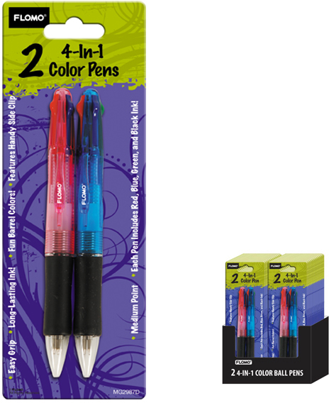 Wholesale 2 Pack 4-In-1 Color Ball Pens(48x.42)
