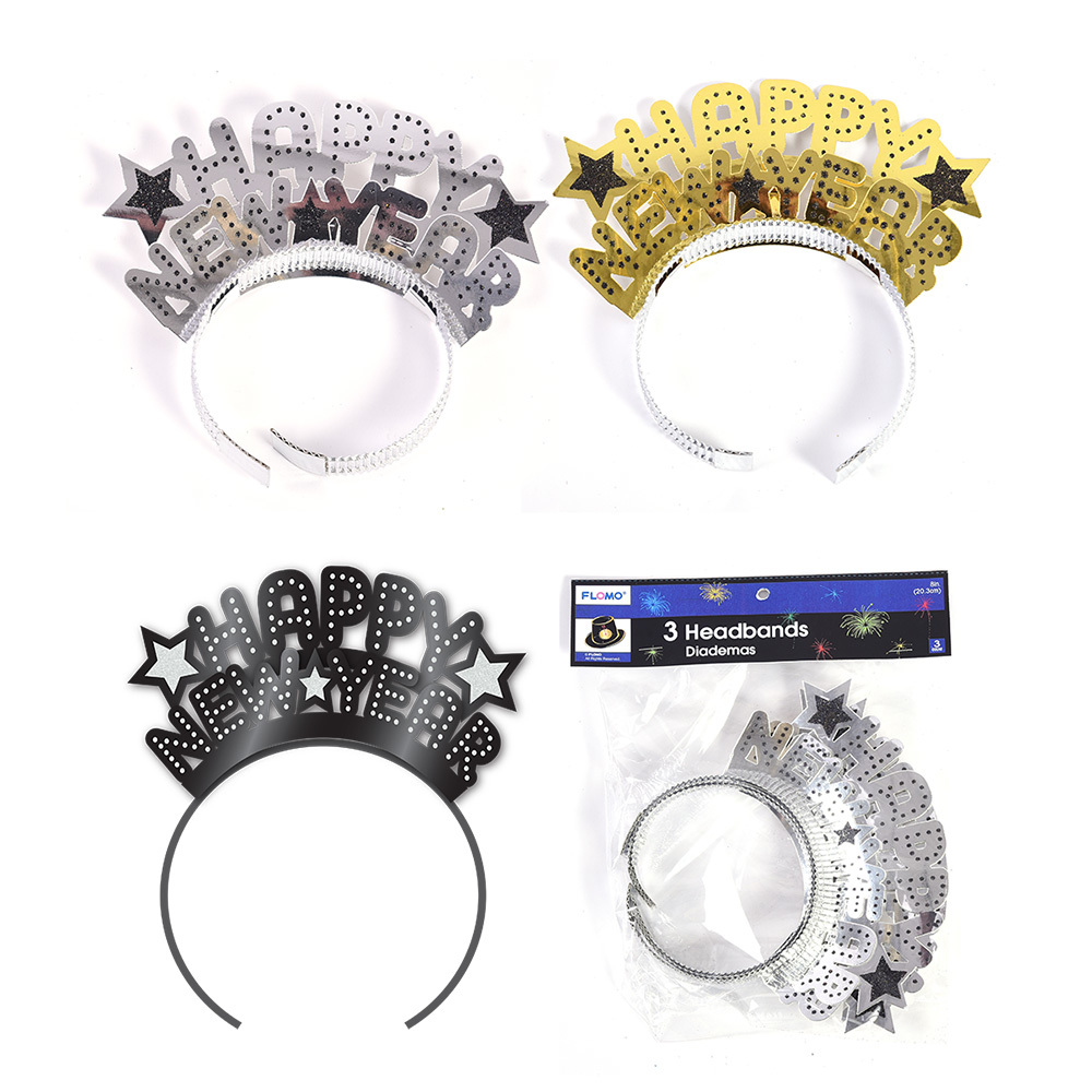 Wholesale Glitter "Happy New Year" Headbands (SKU 2319895) DollarDays