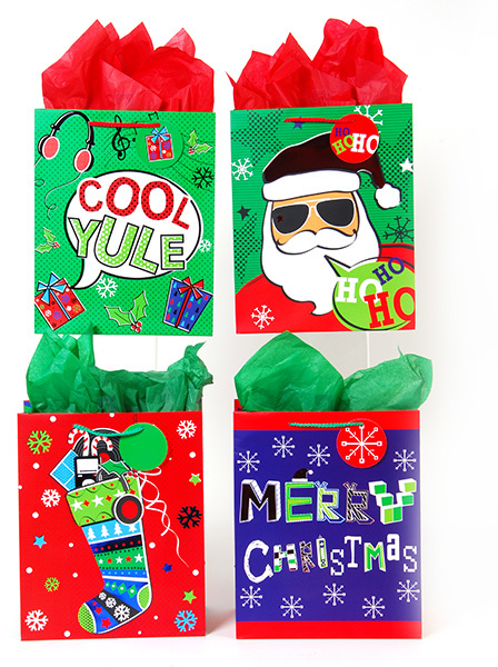 Wholesale Large Cool Yule Matte With Hot Stamping Gift Bag(120x.44)
