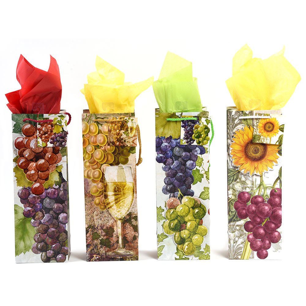 Wholesale "Grapevine" Matte Finish Wine Bottle Gift Bag (SKU 2315523