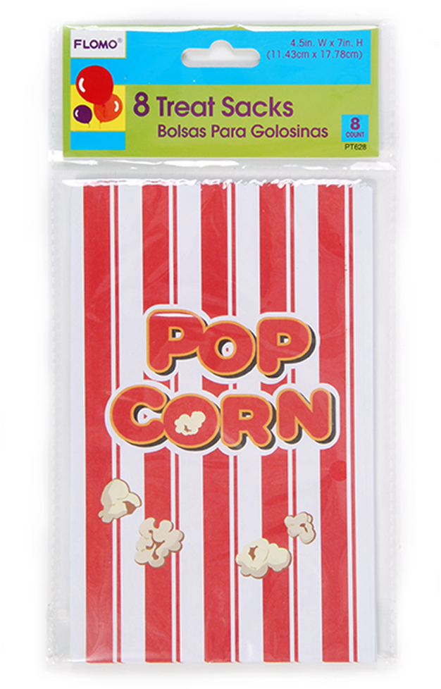 Wholesale Popcorn Bags Red/White, 8 Pack