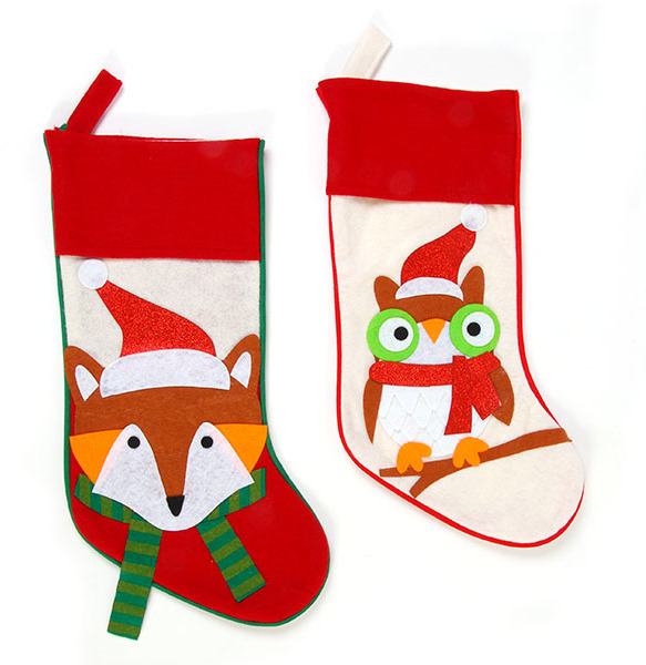 Wholesale Felt Owl and Fox Christmas Stockings(36x.09)