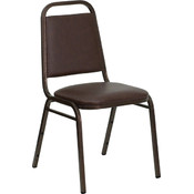 Trapezoidal Back Stacking Banquet Chair with Brown Vinyl and 1.5'' Thick Seat - Copper Vein Frame