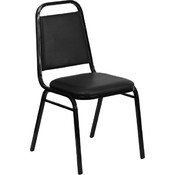 Upholstered Stack Chair with Trapezoidal Back and a 1.5'' Padded Foam Seat - Black Vinyl with Black Frame