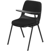 Padded Black Ergonomic Shell Chair with Left Handed Tablet Arm