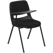 Padded Black Ergonomic Shell Chair with Right Handed Tablet Arm