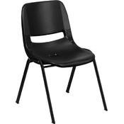 880 lb. Capacity Black Ergonomic Shell Stack Chair