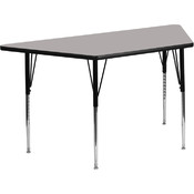 24''W x 48''L Trapezoid Activity Table with 1.25'' Thick High Pressure Grey Laminate Top and Standard Height Adjustable Legs