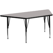 24''W x 48''L Trapezoid Activity Table with 1.25'' Thick High Pressure Grey Laminate Top and Height Adjustable Pre-School Legs