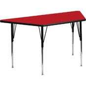 24''W x 48''L Trapezoid Activity Table with 1.25'' Thick High Pressure Red Laminate Top and Standard Height Adjustable Legs