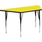 24''W x 48''L Trapezoid Activity Table with 1.25'' Thick High Pressure Yellow Laminate Top and Standard Height Adjustable Legs