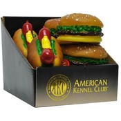 AKC Vinyl Squeak Chew Toy Burger &amp; Hot Dog