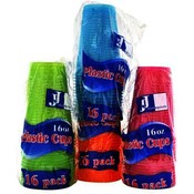 Plastic Cups 4 Neon Colors 16oz