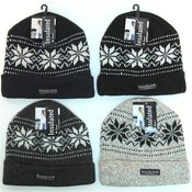 Wool Blend Snowflake Hat w/Cuff Assorted Colors