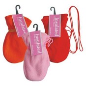 Kids Fleece Mitten with String Solid