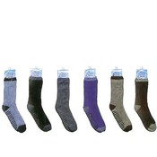 Mens 2 Tone Non-Slip Fuzzy Sock Assorted Colors