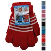 Kid's 2 Pair Magic Gloves Solid &amp; Stripe Assorted