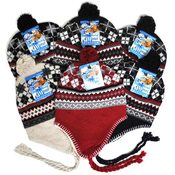 Argyle Hat with Ear Covered Fleece Lined Assorted