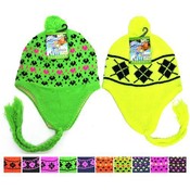 Neon Print Hat , Ear Cover Fleece Lined Assorted
