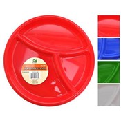 Plastic 3 Section Divided Plate 9.75" Assorted Colors
