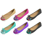 Ladies' Embellished Ballet Flats w/Bow