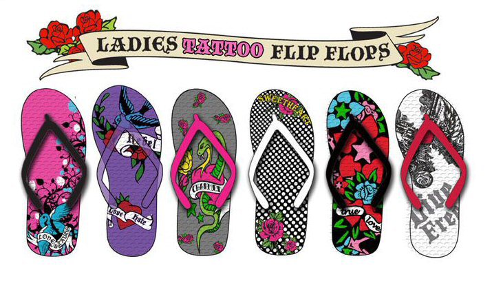 Ladies Tattoo Flip Flops