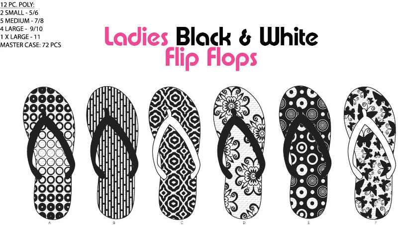Wholesale Women's Black White Flip Flops (SKU 915343) DollarDays