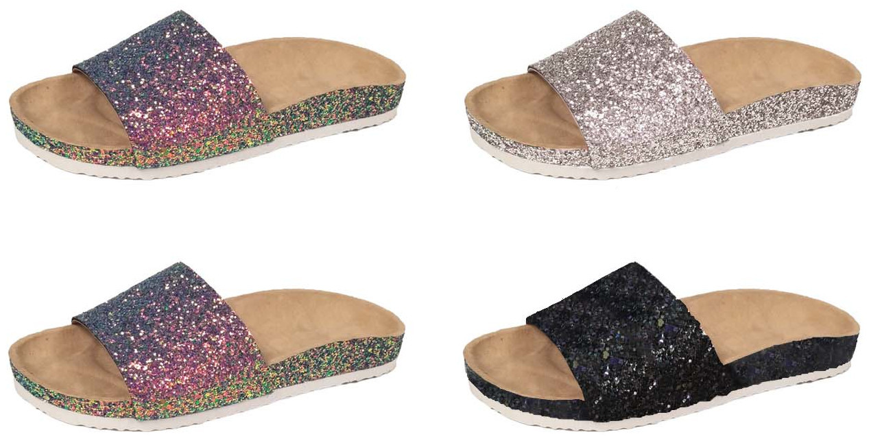 footbed sandals glitter