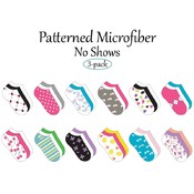 Ladies Micro No Show-Pattern Socks-  3 Pack