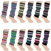 Ladies Bulky Striped Leg Warmers